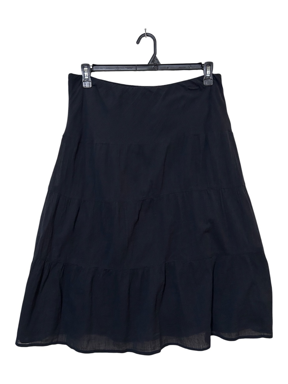 Croft & Barrow Women Black Tiered Crinkle Cotton Midi Skirt Size Large
